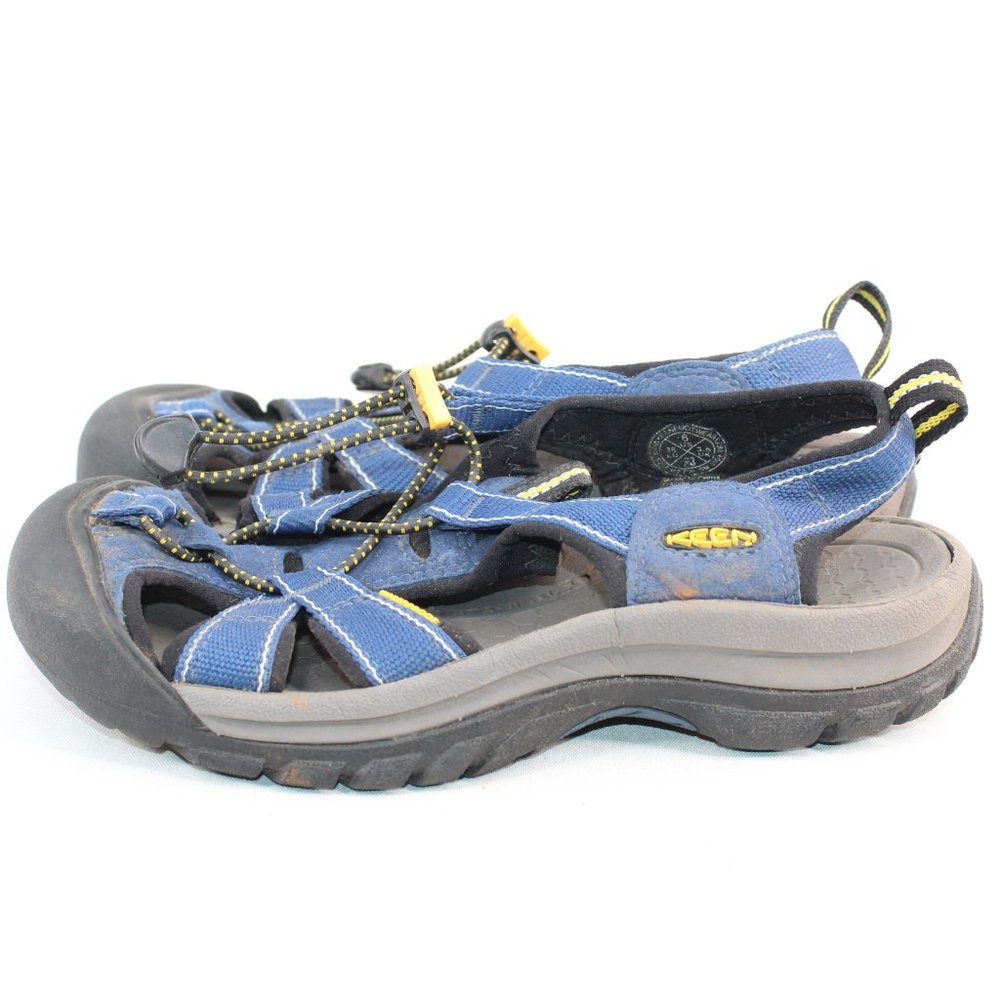 KEEN Hiking Trail Outdoor Waterproof Blue Fabric Strap Toggle Sandal #124 - Picture 5 of 9